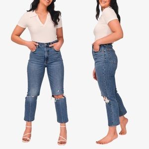 Abercrombie Curve Love Ultra High Rise Ankle Straight Jeans